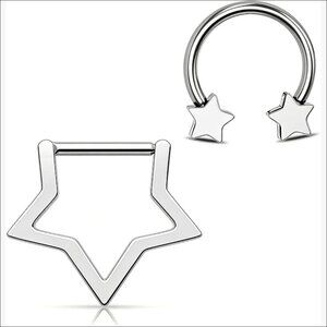 Titanium G23 Septum Ring Star 16G 8mm Adjustable Piercing Jewelry